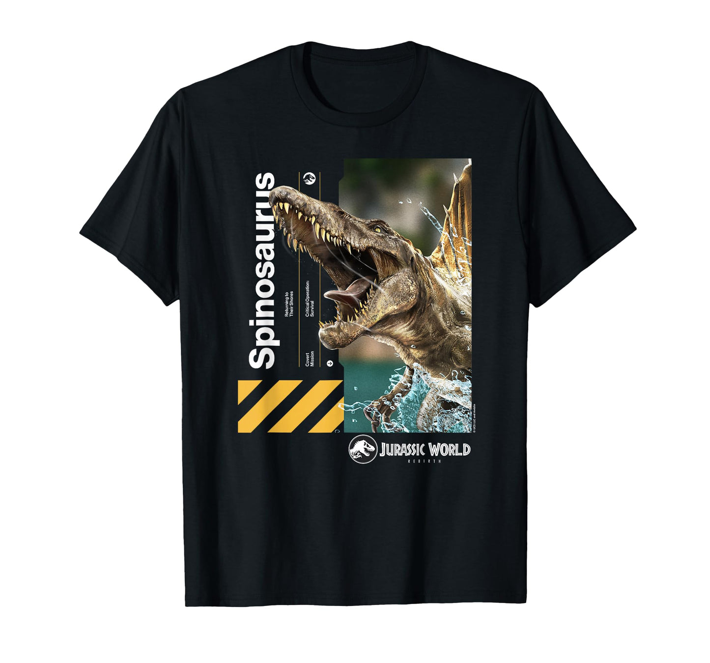 Jurassic World Spinosaurus T-Shirt, Unisex-Adults/Kids, Black, Small, Short Sleeve, Classic Fit, Cotton 80% Polyester 20%