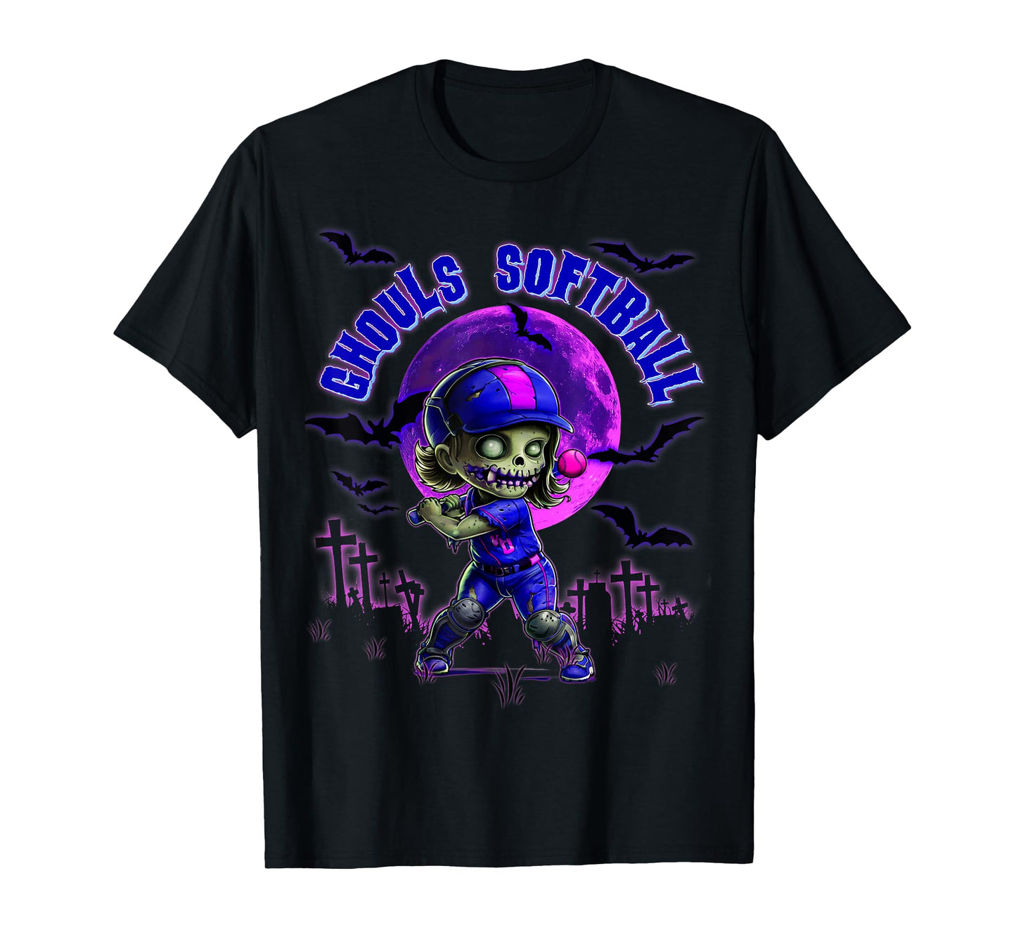 Halloween Softball for Girls Creepy Spooky Zombie Batter T-Shirt