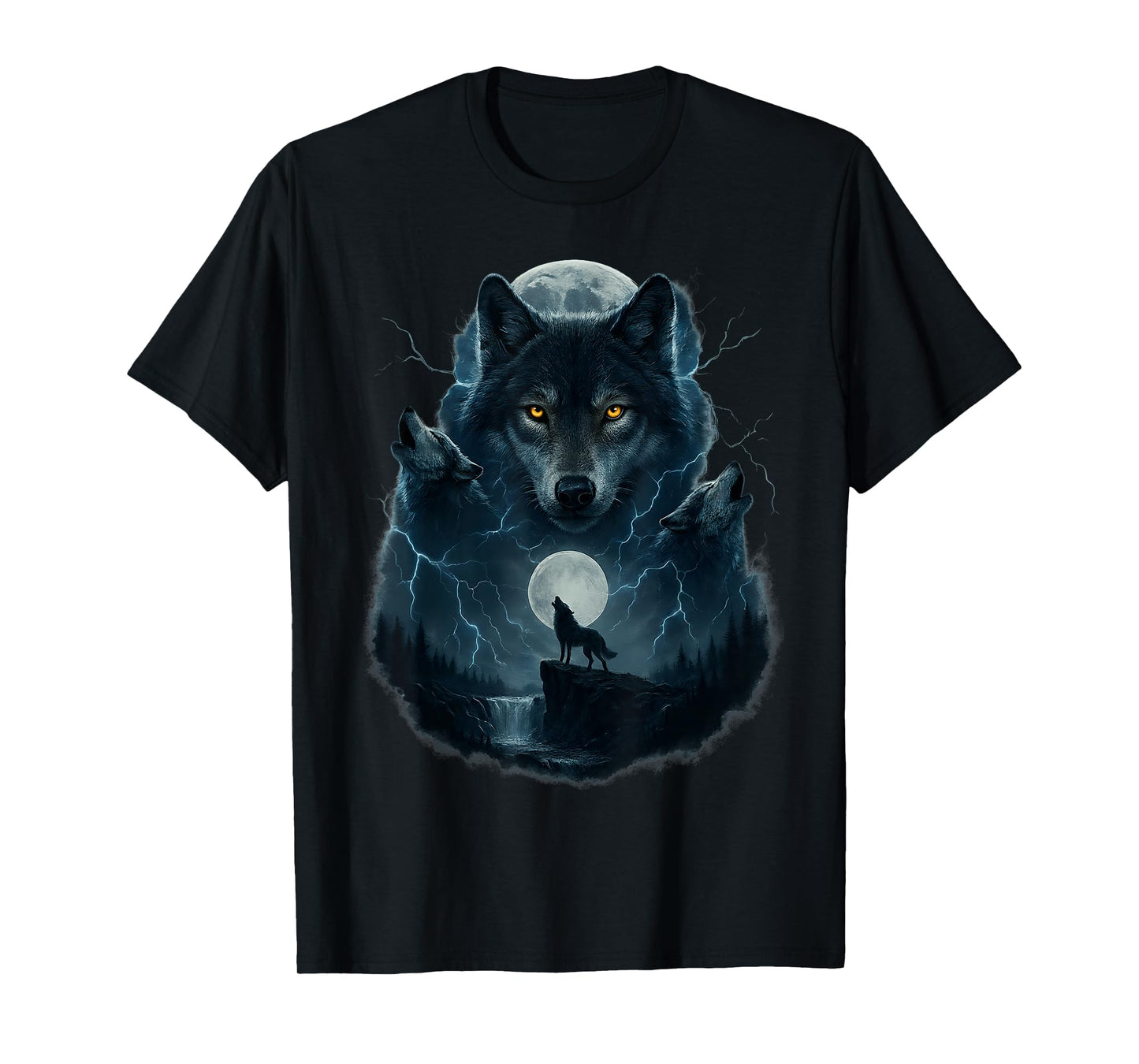 Wolf Howling at Moon Graphic Tees Men Wolves T-Shirt