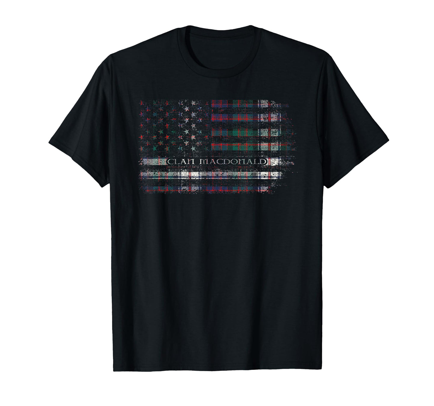 Clan MacDonald Dress Scottish tartan US flag kilt Scotland T-Shirt