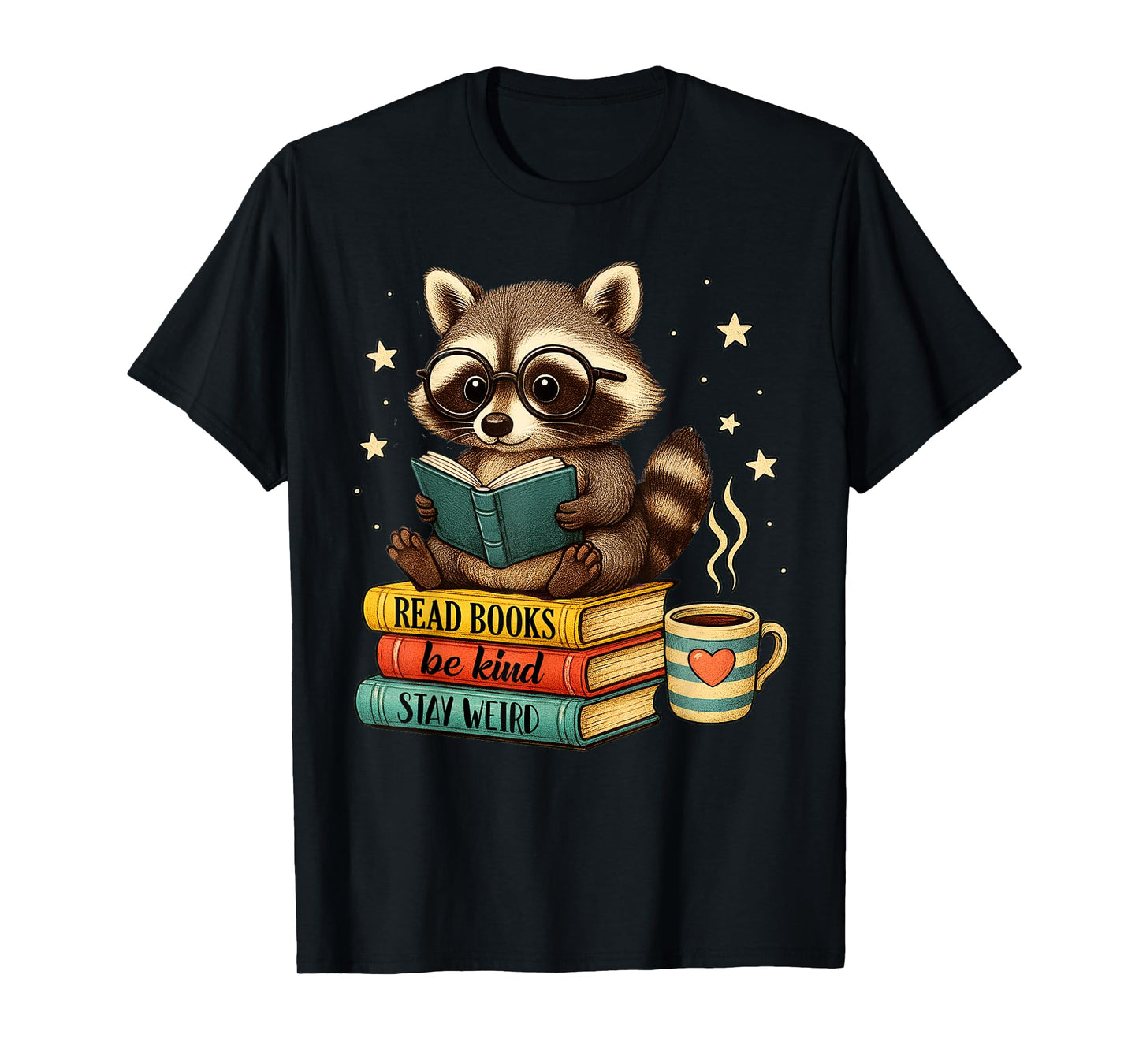 Book Lover Racoon Reading Bookish Library Read Books Be Kind T-Shirt