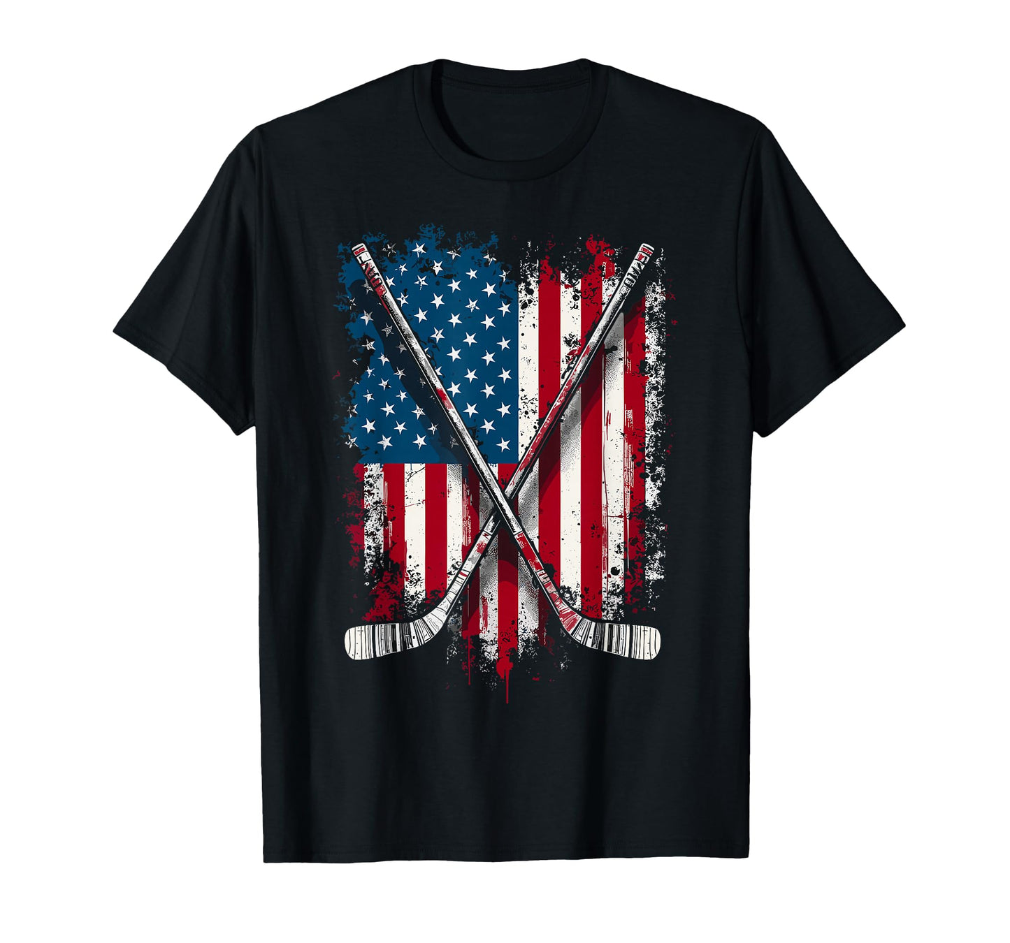 Hockey Stick USA Flag Hockey Player T-Shirt