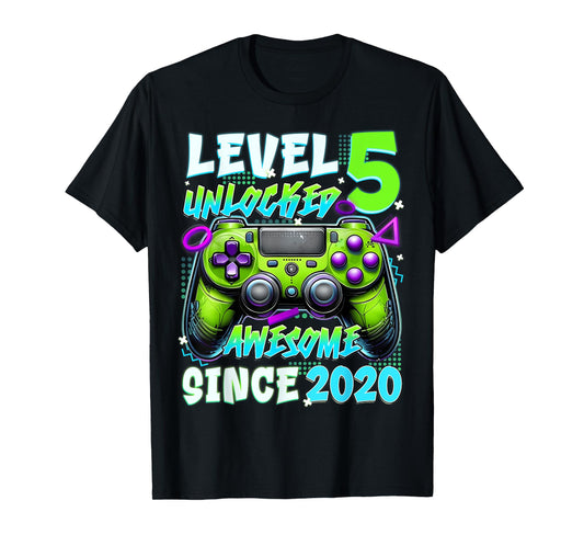 5th Birthday Video Game Level 5 Unlocked Awesome Since 2020 T-Shirt