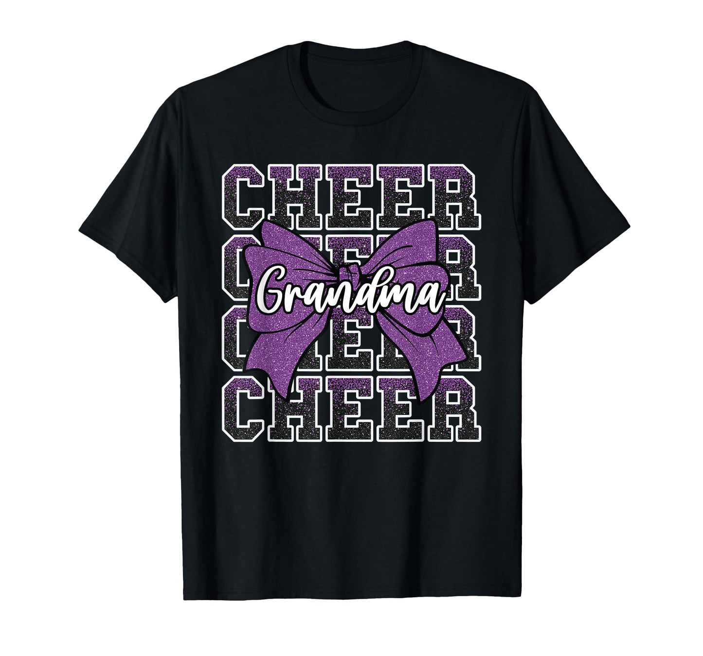 Cheer Grandma Bow Sport Cheerleader Cheerleading Purple T-Shirt