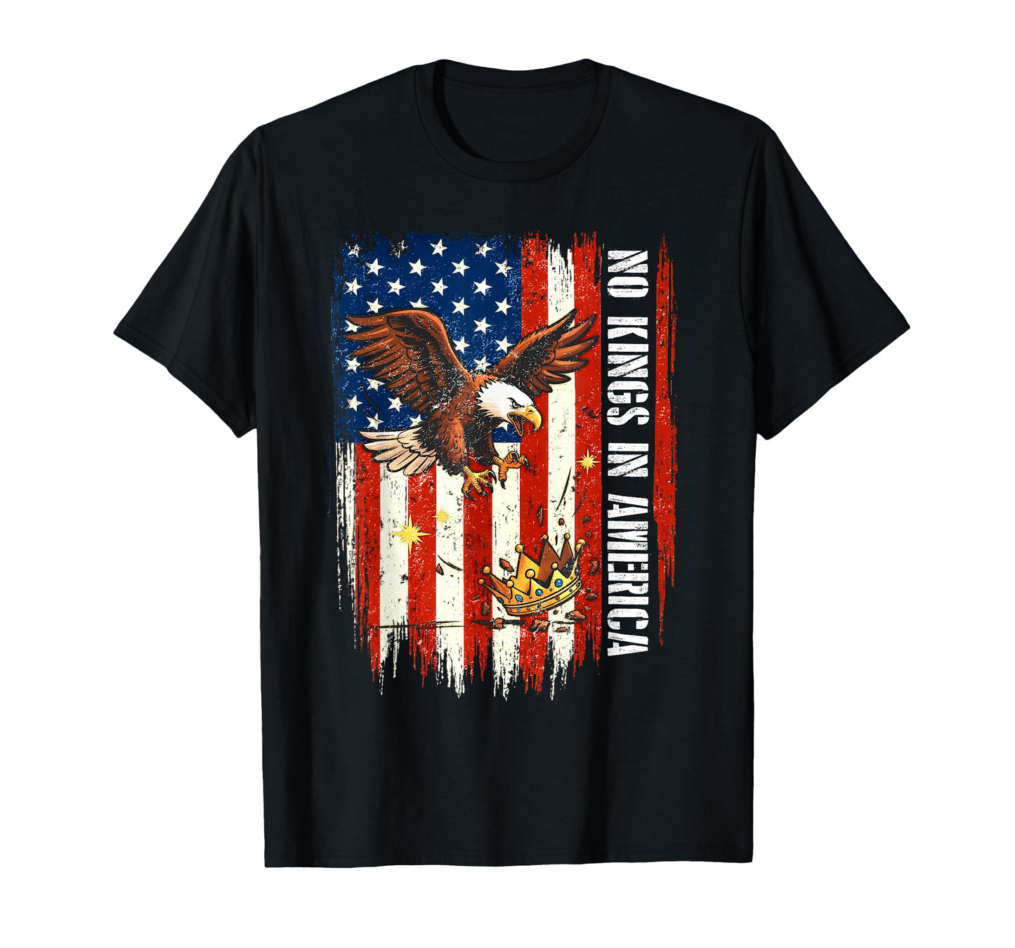 No Kings in America Democracy Patriotic Eagle America Flag T-Shirt