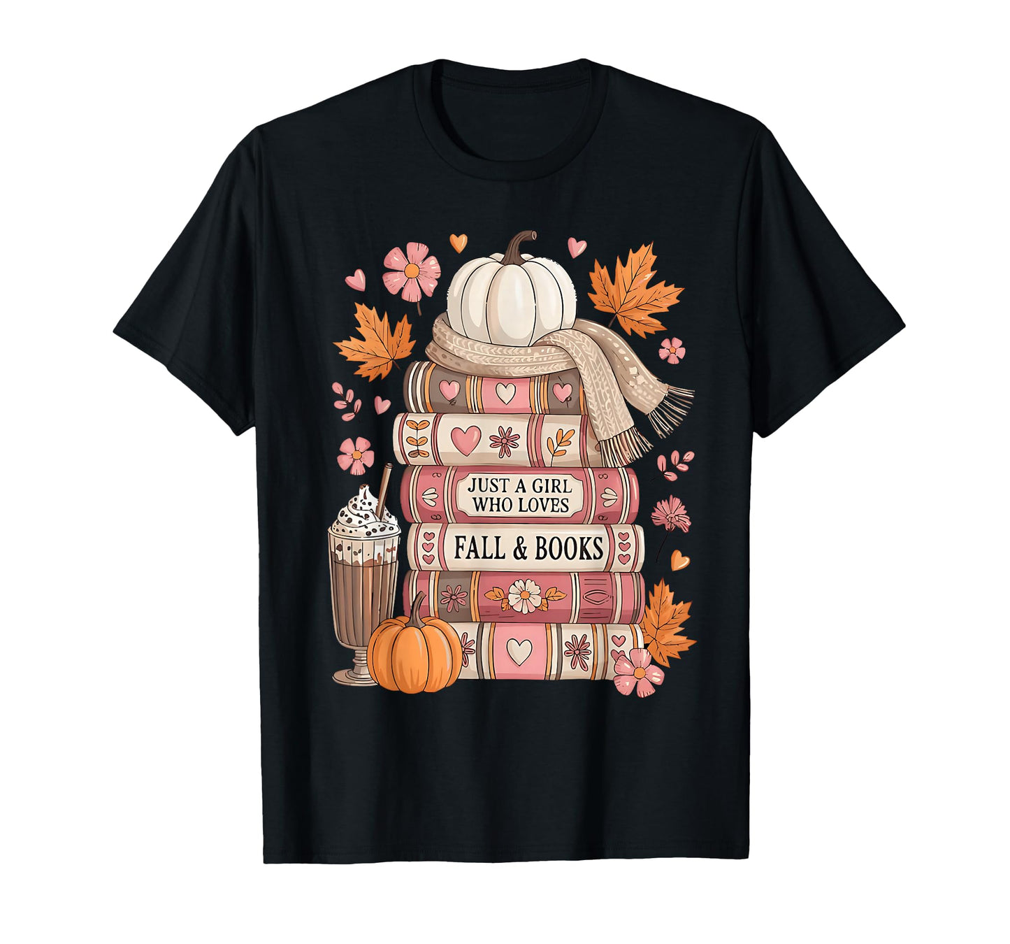 Just A Girl Who Loves Fall & Book Autumn Reading Book Lover T-Shirt