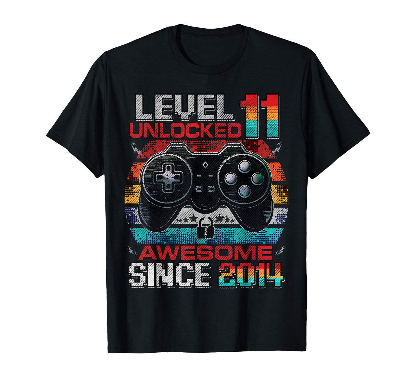 Level 11 Unlocked Awesome Since 2014 11th Birthday Gaming T-Shirt