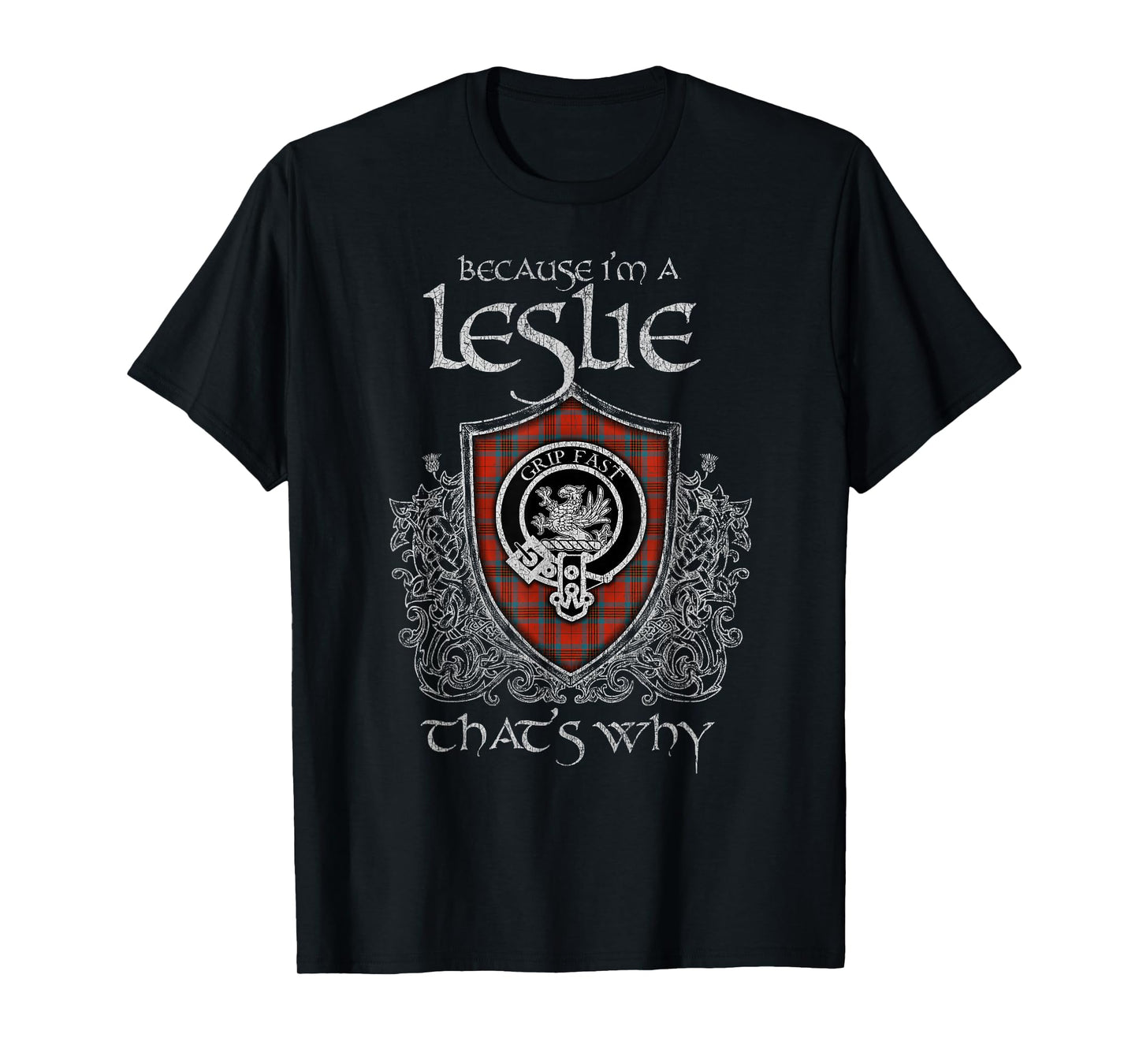 Clan Leslie Crest Tartan Celtic Last Name Vinatge T-Shirt