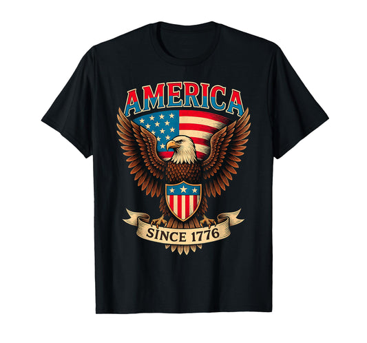 America Since 1776 Bald Eagle American Flag 4th of July T-Shirt
