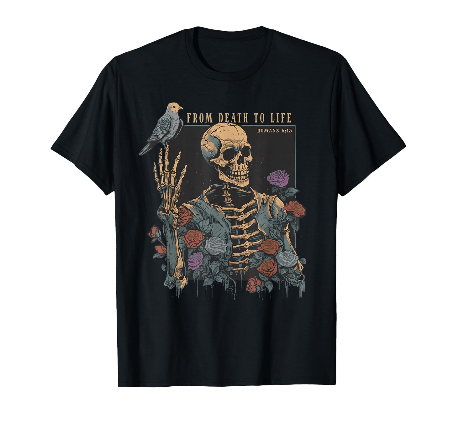 Christian Vintage Gothic Skeleton Bible Quote Romans 6:13 T-Shirt