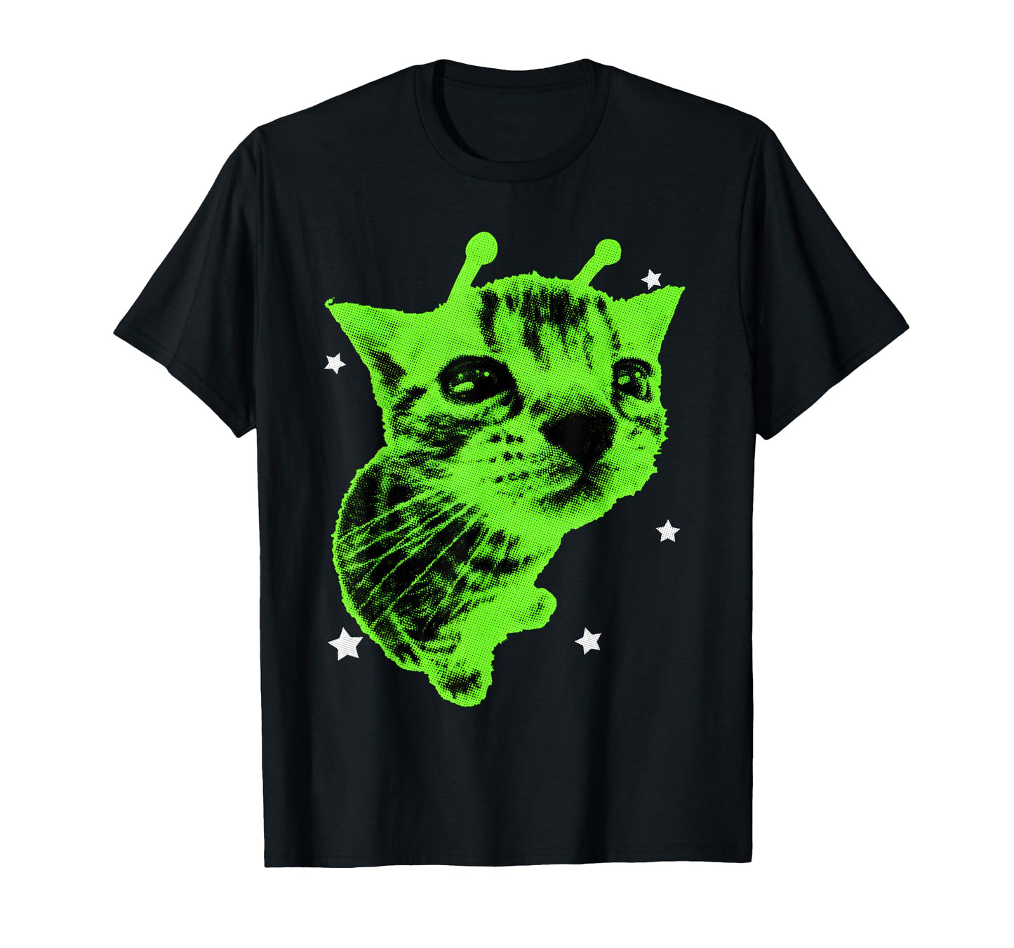 Y2K Alien Cat Meme Retro Silly Cat Vintage Space Kitty Funny T-Shirt