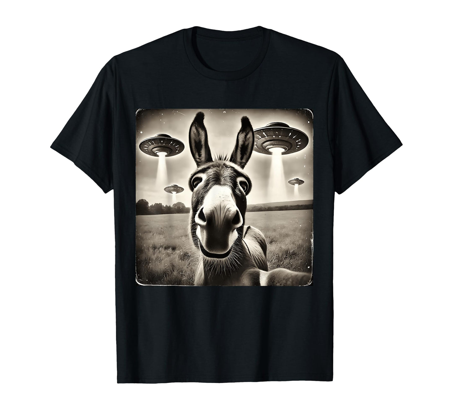 Funny Donkey Selfie UFOs T-Shirt