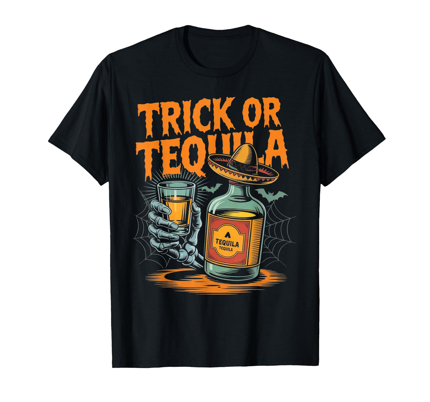 Trick or Tequila Bartender Men Women Funny Halloween Costume T-Shirt