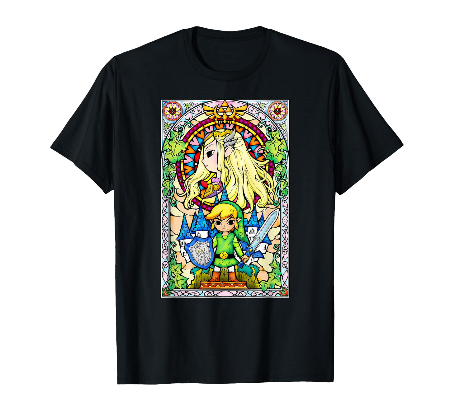 Legend Of Zelda Wind Waker Stained Glass Graphic T-Shirt T-Shirt