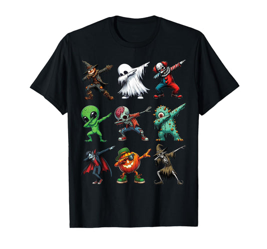 Dabbing Halloween Zombie Skeleton Pumpkin Scarecrow Ghost T-Shirt
