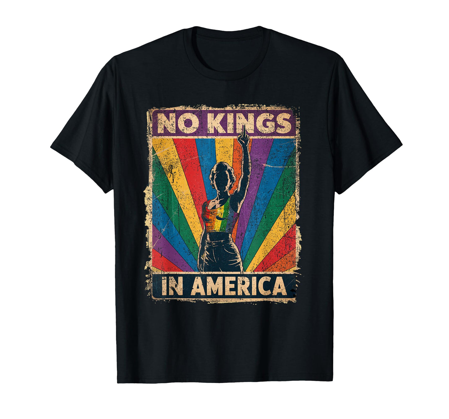 Funny No Kings In America LGBT Retro T-Shirt