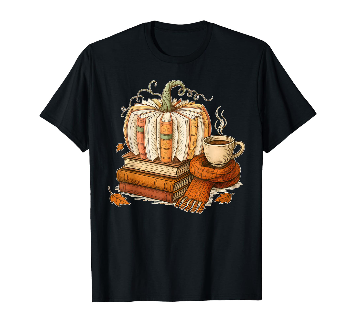 Fall Book Pumpkin Halloween Reading Book Lovers Women Men T-Shirt