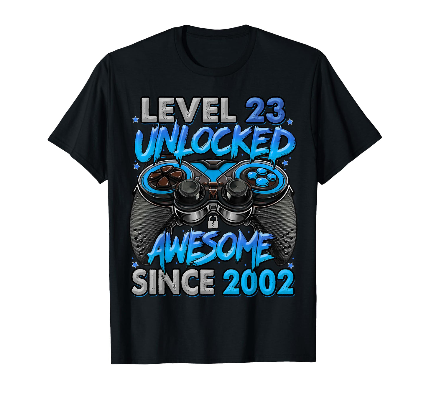 Level 23 Unlocked Awesome Since 2002 23rd Birthday Gaming T-Shirt