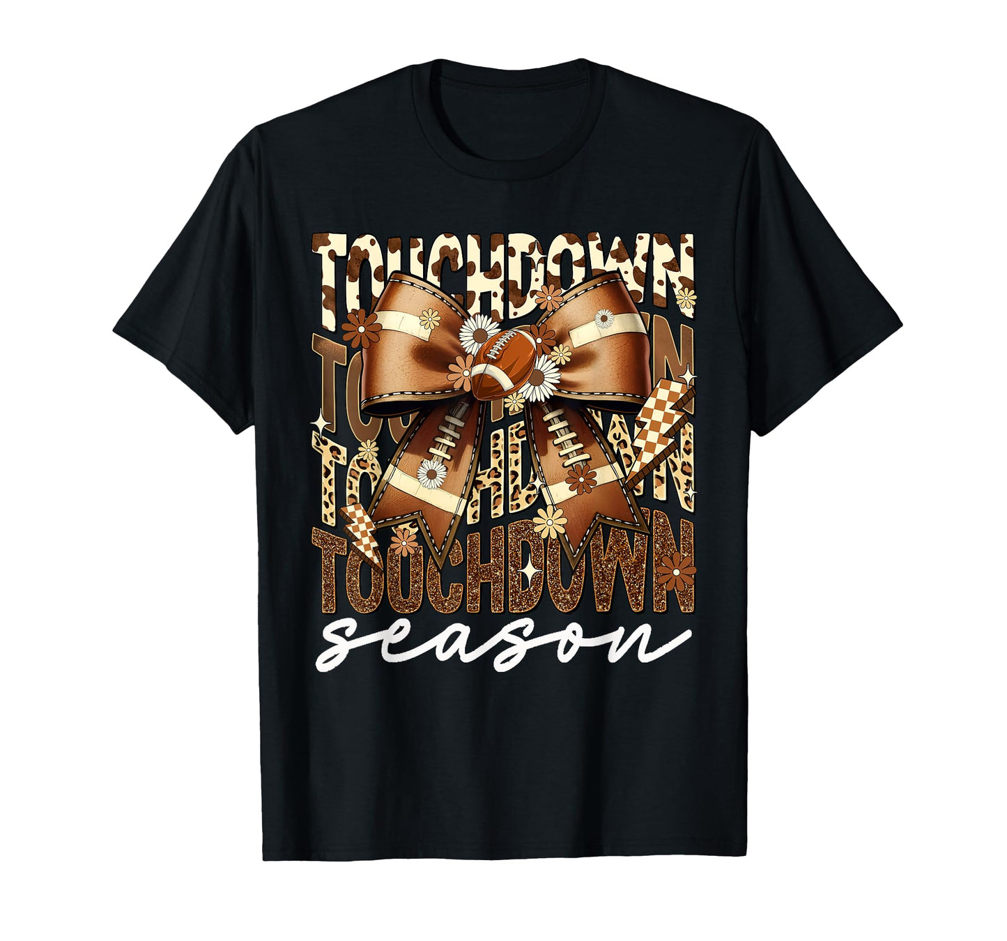 Touchdown Season American Football Bow Game Day T-Shirt