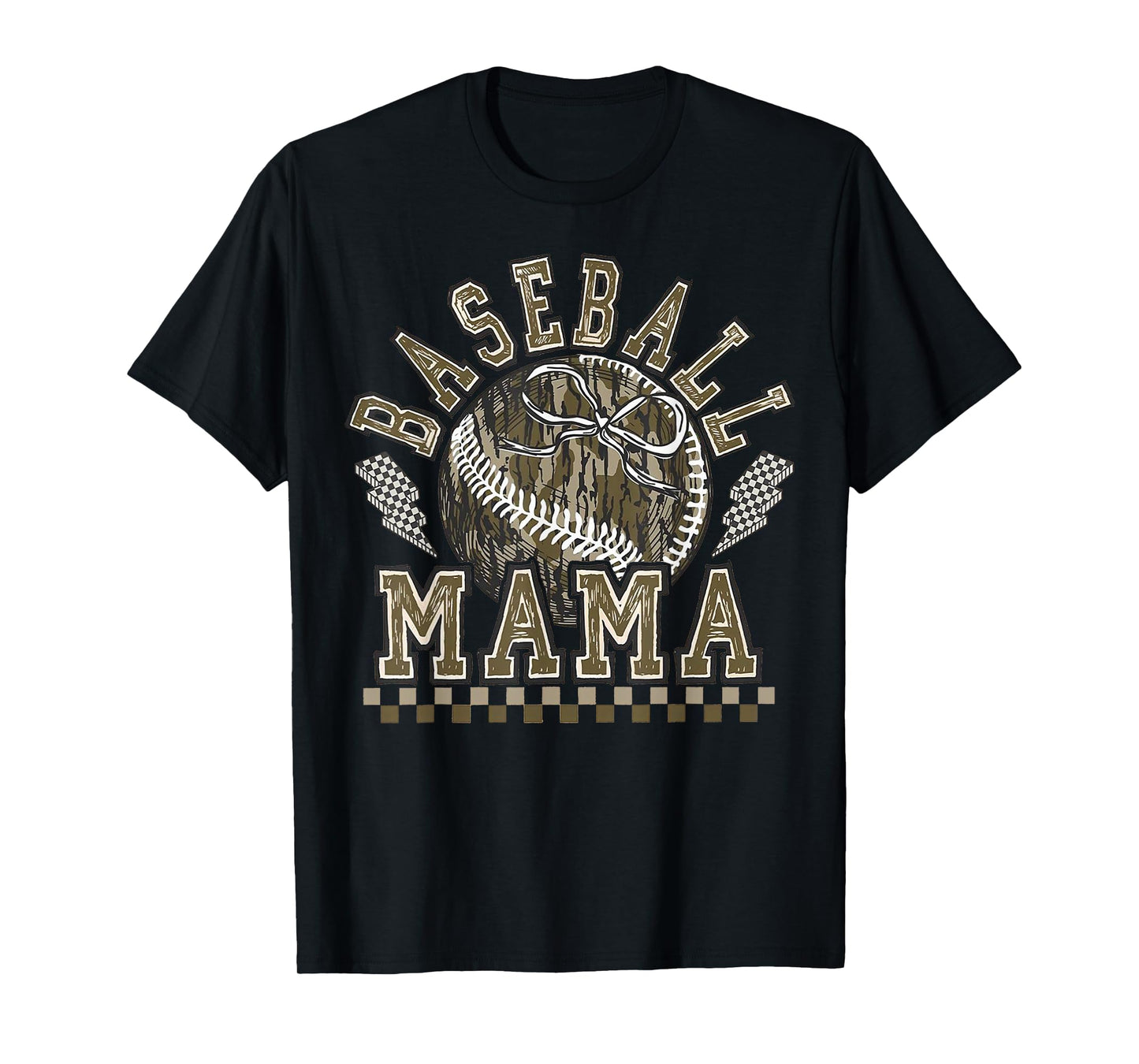 Retro Baseball Camo Mama Game Day Tis The Season Sports Mom T-Shirt