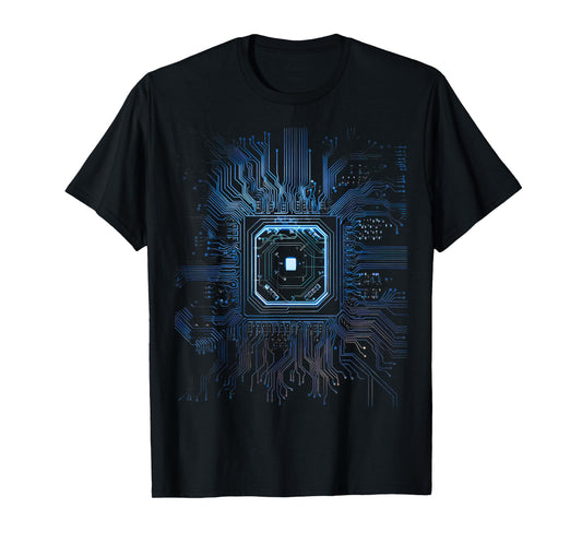 Motherboard Microchip Circuit Black IT Computer Background T-Shirt