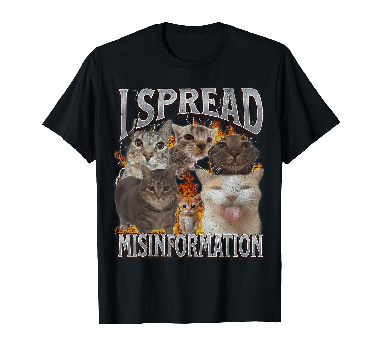 I Spread Misinformation Funny Cat Meme Bootleg Graphic Men Women T-Shirt