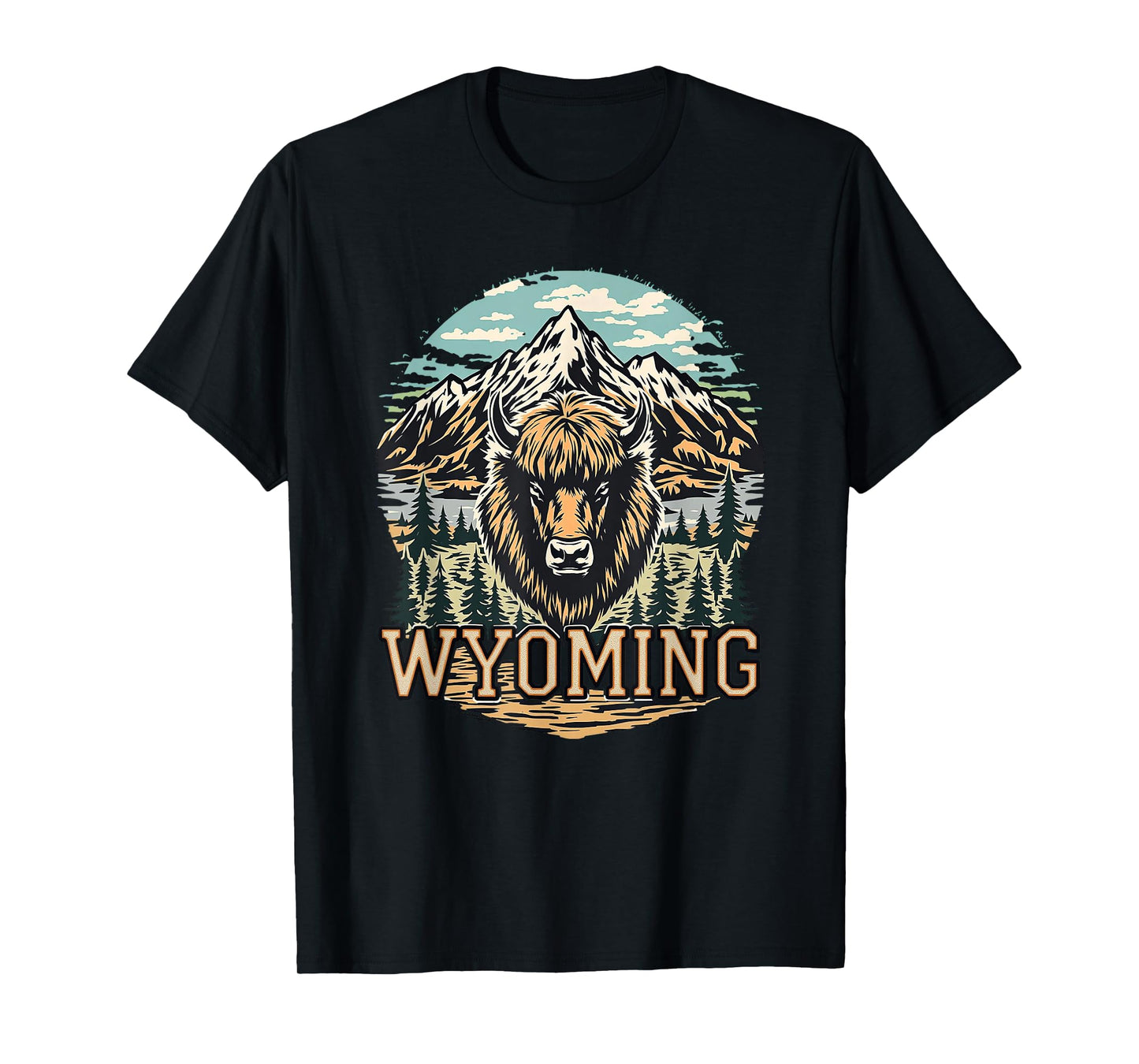 Wyoming Mountains and Buffalo Nature Scenic Wyoming T-Shirt