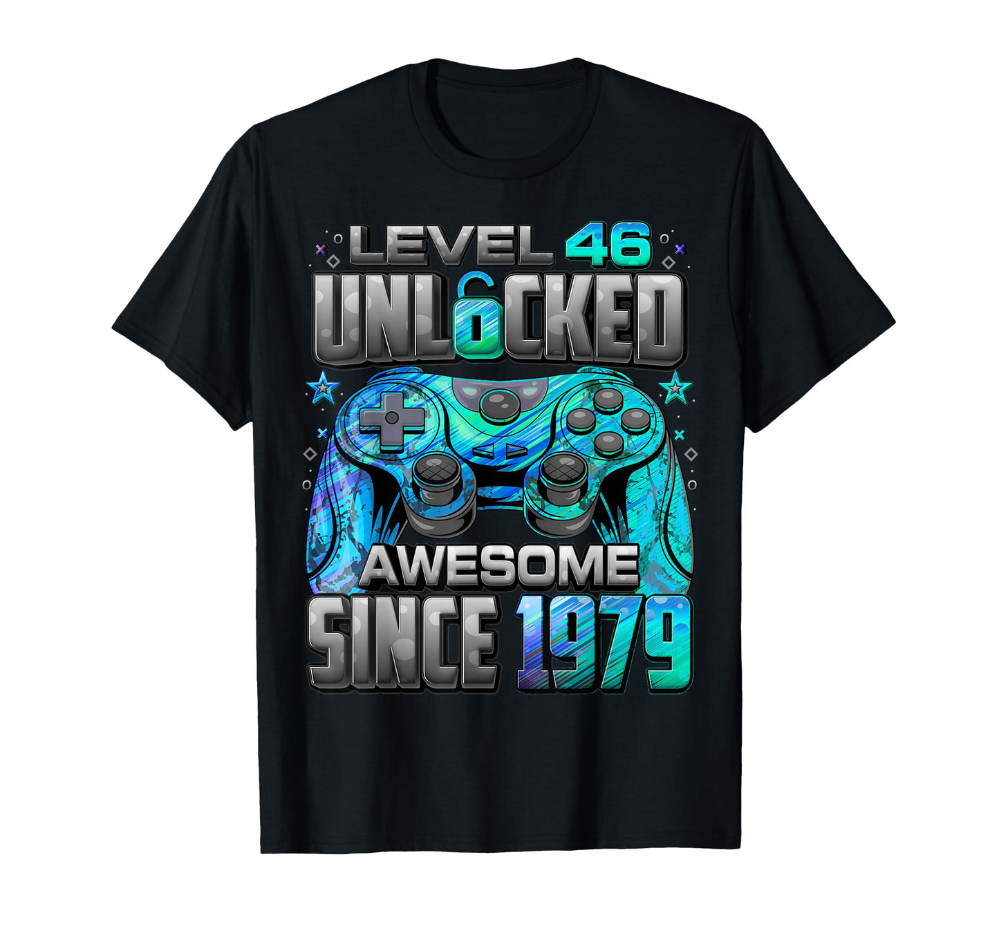 Level 46 Unlocked Awesome Since 1979 46th Birthday Gaming T-Shirt