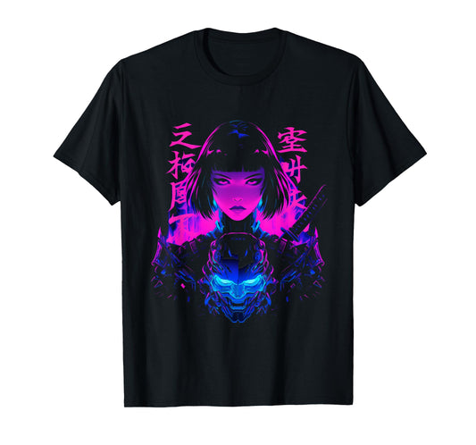 Cyberpunk Anime Samurai Girl Manga Gothic Japanese Gamer T-Shirt