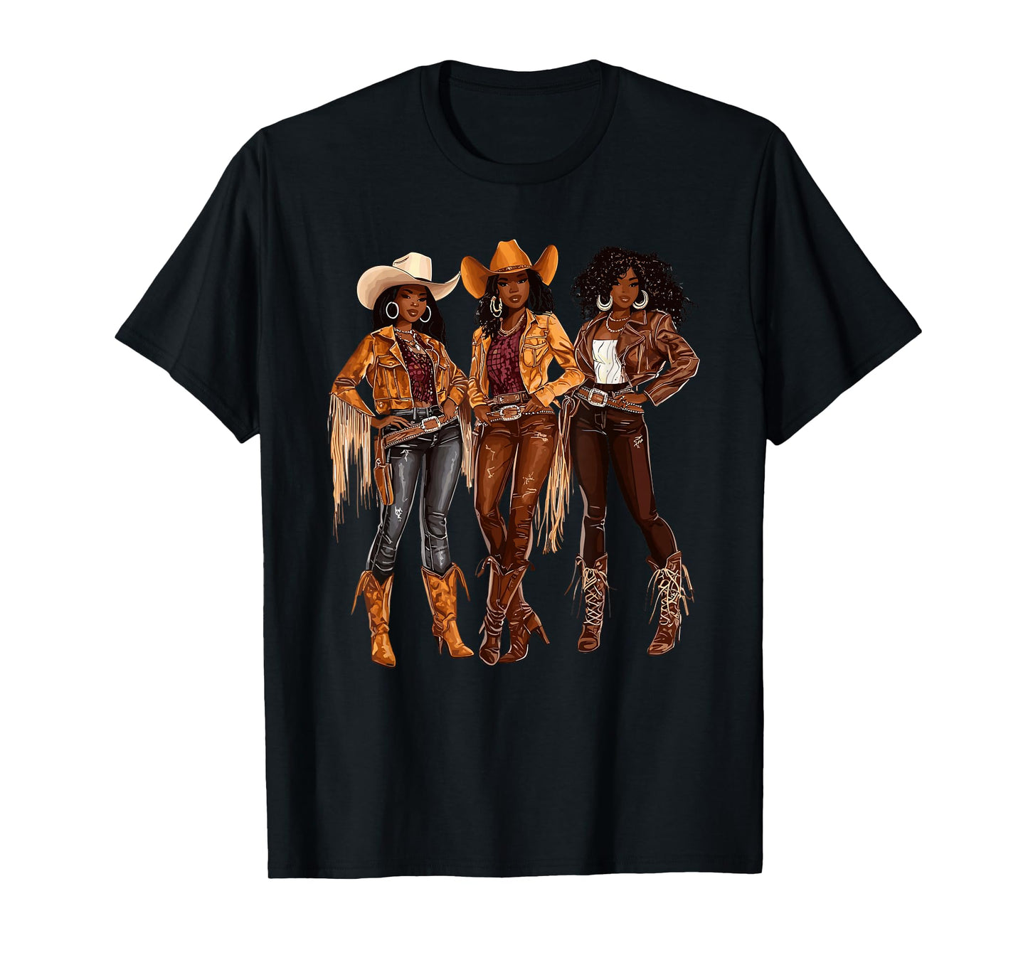 Black African American Cowgirl Western Country Texas Rodeo T-Shirt