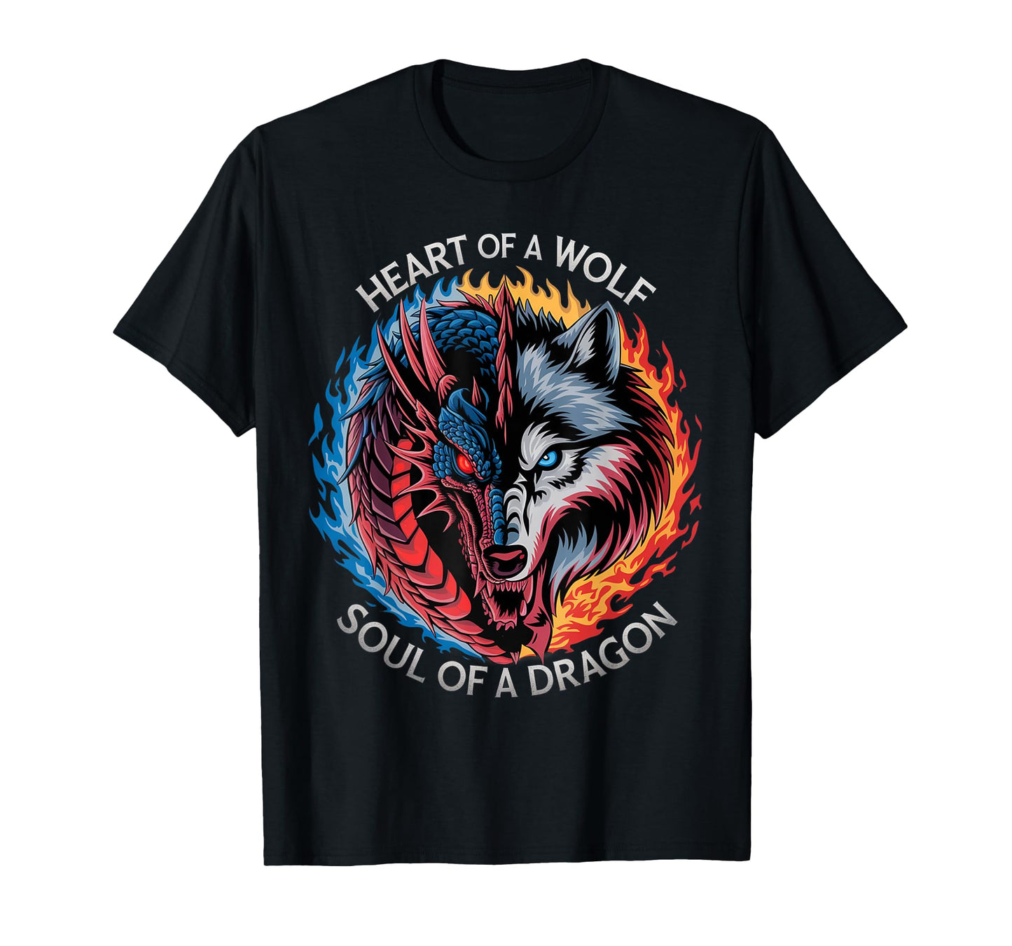 Heart Of A Wolf Soul Of A Dragon Lover Warrior Men Women T-Shirt