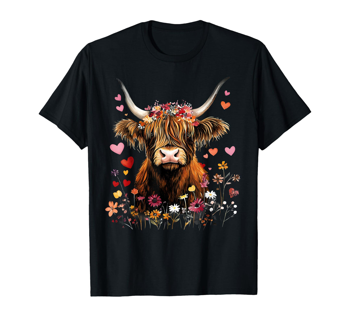 Scottish Highlander Cow Messy Bun Scottish Highland Cow T-Shirt