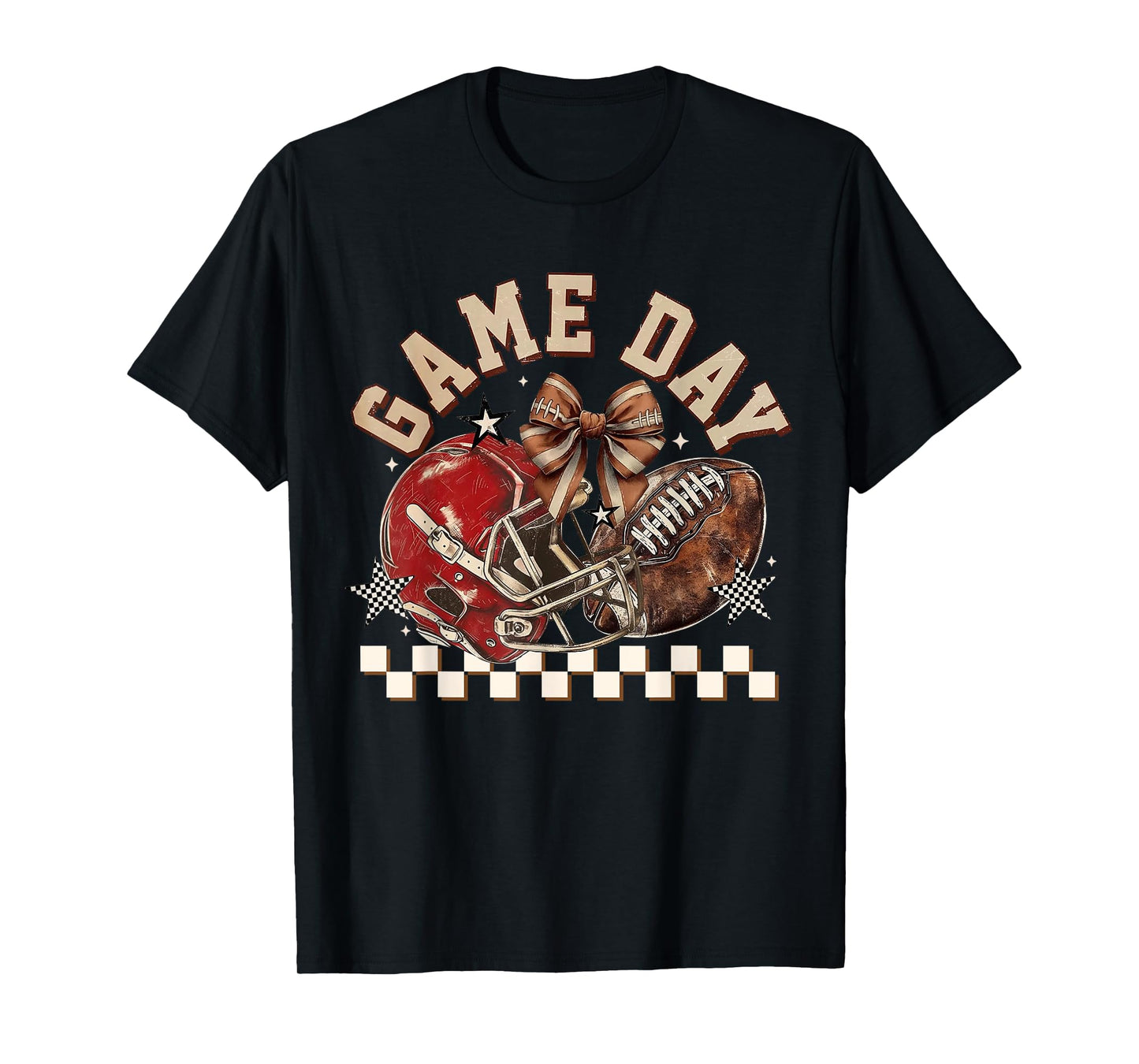 Vintage Football Mom Red Coquette Bow Game Day Women Girl T-Shirt