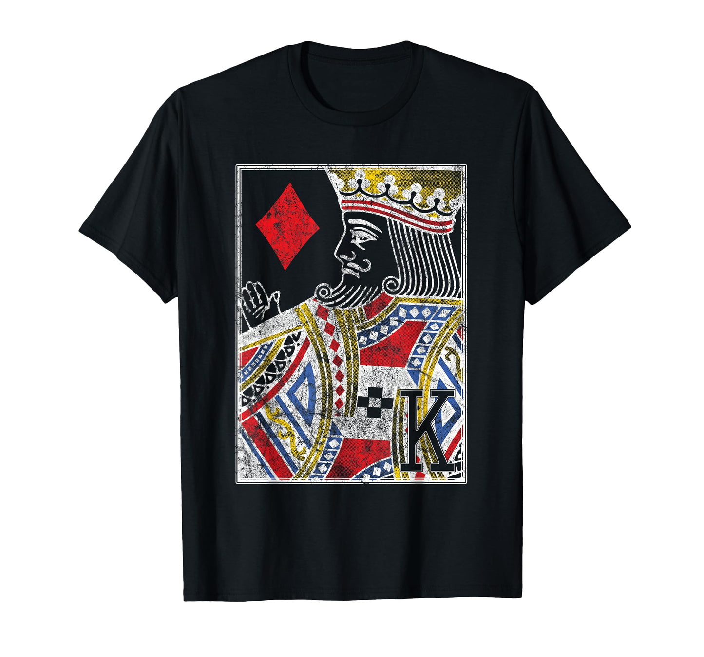 King of Diamonds Vintage Look Distressed Playing Card T-Shirt