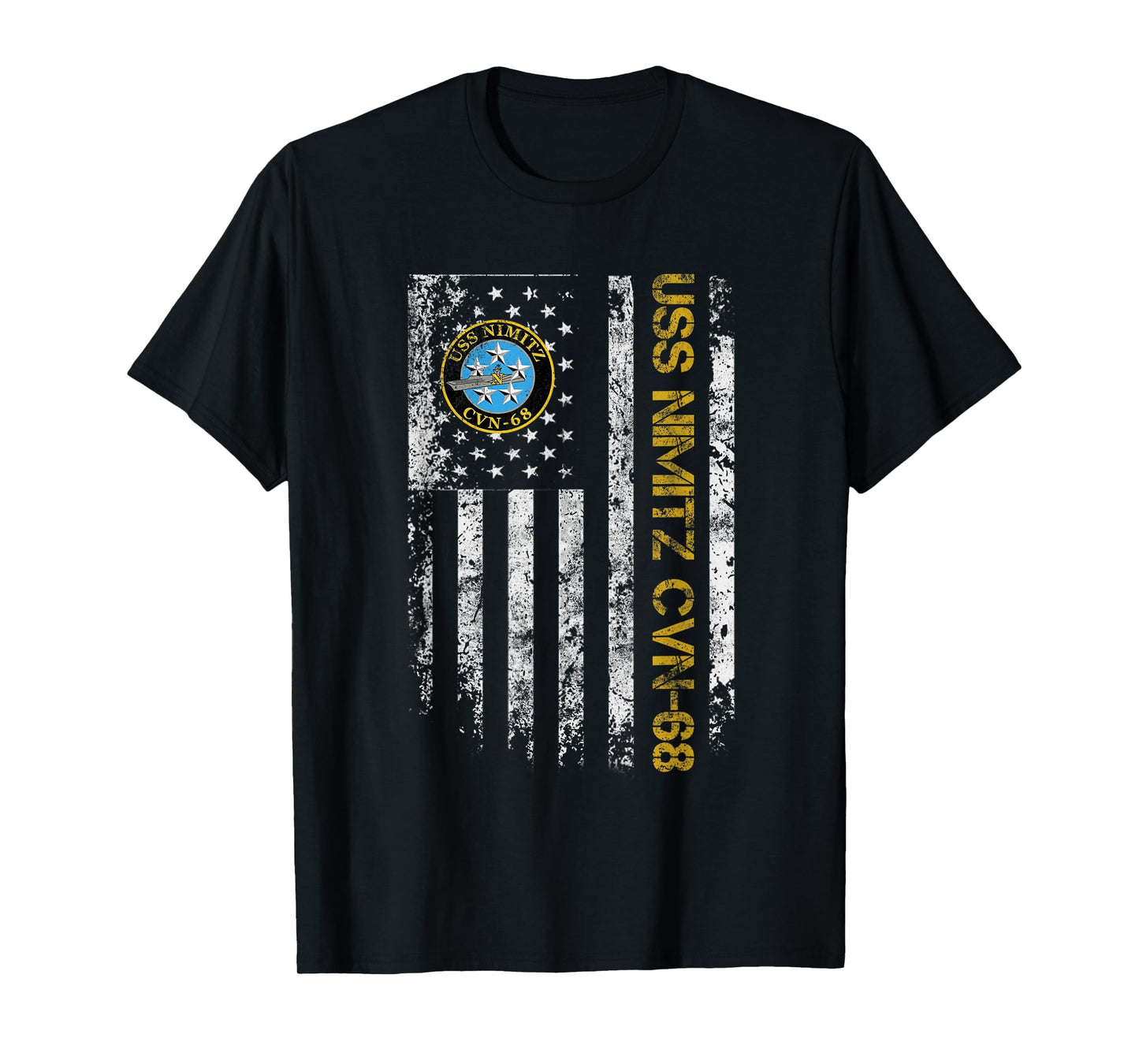 USS Nimitz CVN-68 Aircraft Carrier Veteran Flag Veterans Day T-Shirt