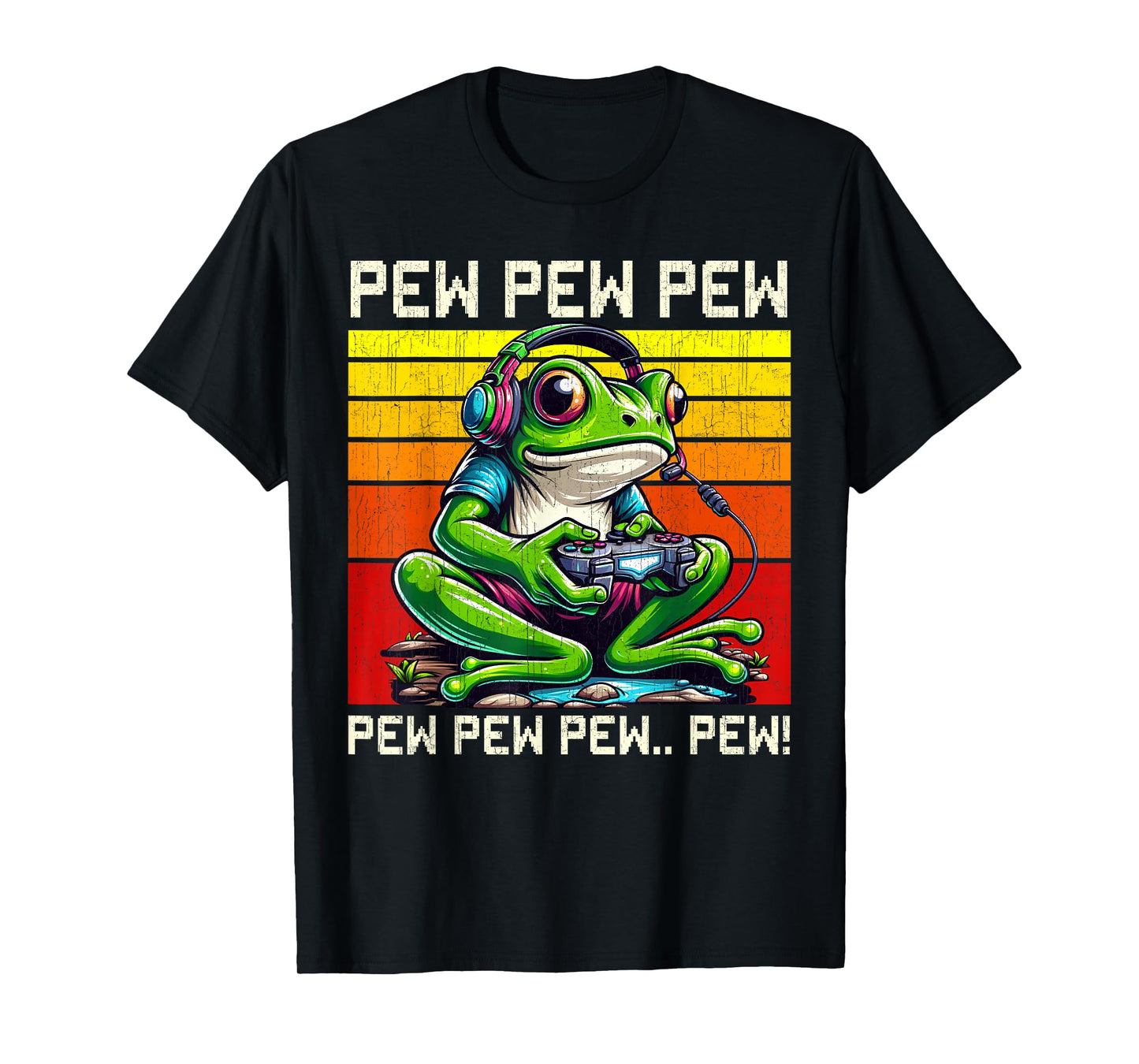 Frog Gamer Pew Funny Video Games Vintage Boys Men Girls T-Shirt