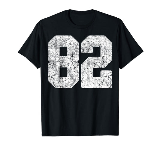 Distressed White Number 82 Jersey Player Uniform #82 Grunge T-Shirt