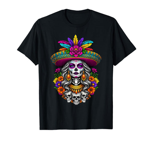 Dia De Los Muertos Day of The Dead Sugar Skull Halloween T-Shirt