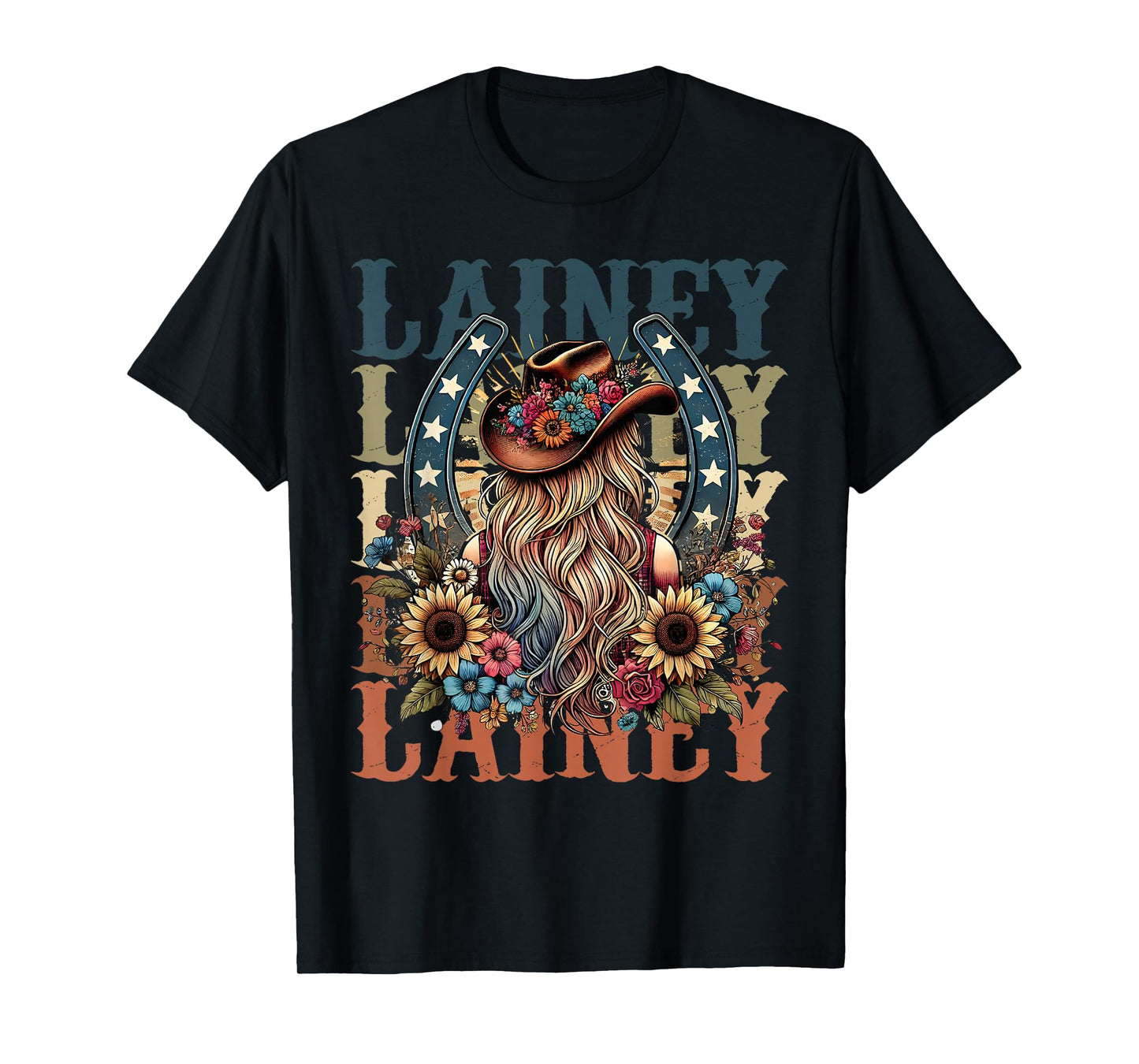 Cowgirl Lainey First Name Personalized Western Girls T-Shirt