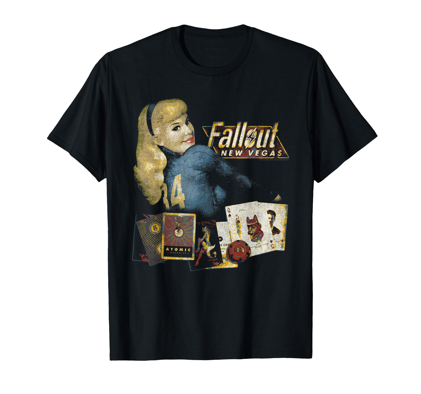Fallout New Vegas Vintage Distressed Pinup Casino Video Game T-Shirt