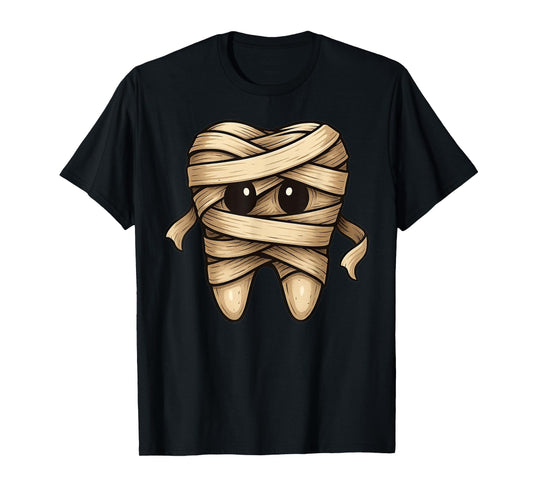 Cute Mummy Tooth Dentist Spooky Halloween Dentistry T-Shirt