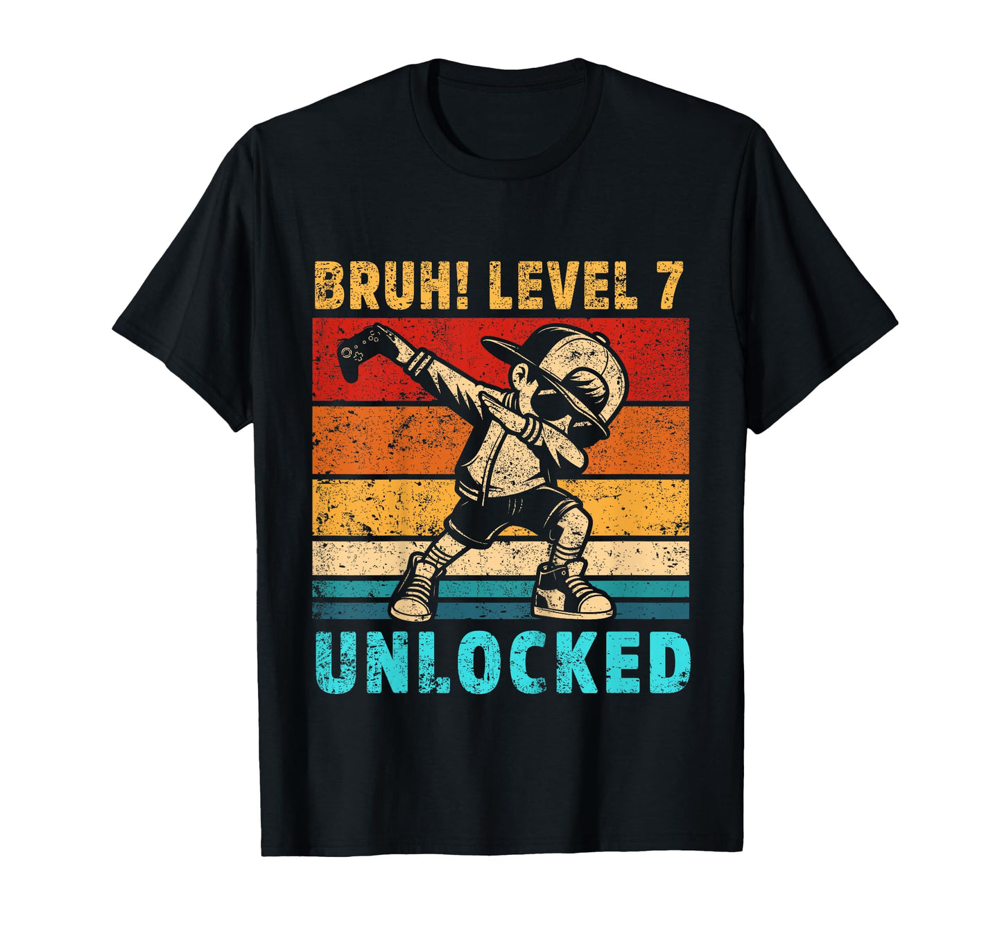 Kids 7 Year Old Birthday Dabbing Boy Bruh 7th level unlocked T-Shirt