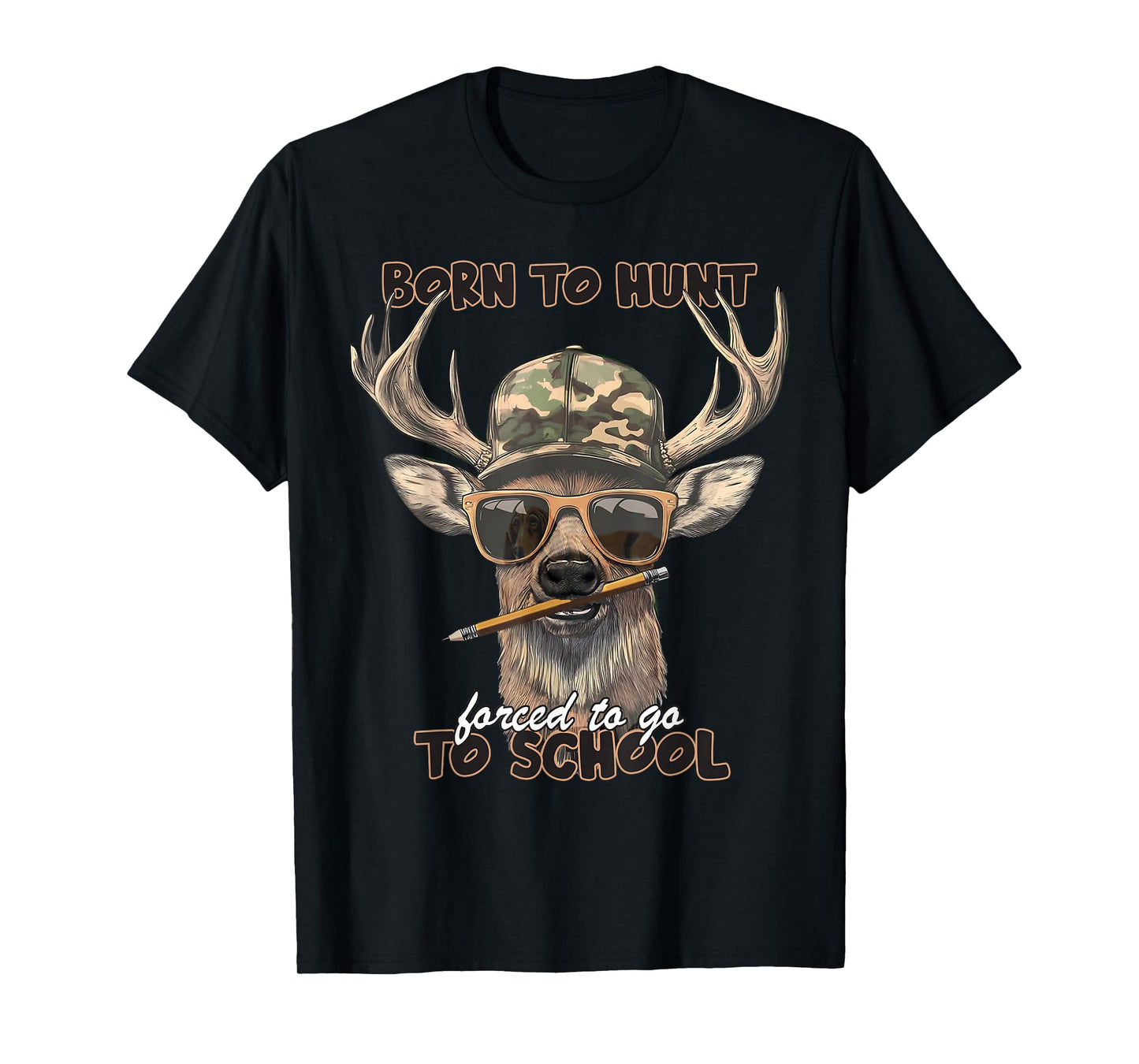 Forced to Go to School Deer Hunting Boy Camo T-Shirt