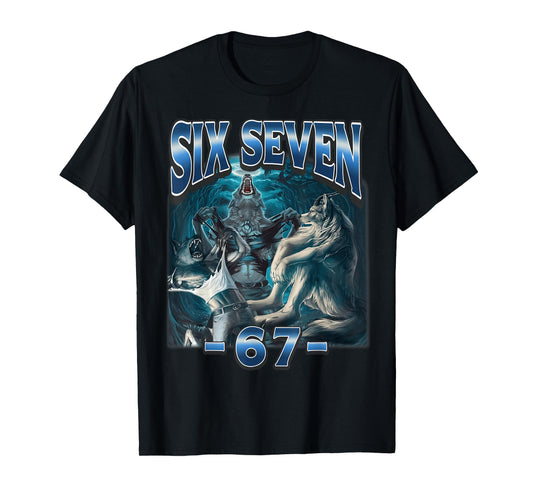 67 Alpha Wolf Meme Funny Six Seven Humor T-Shirt