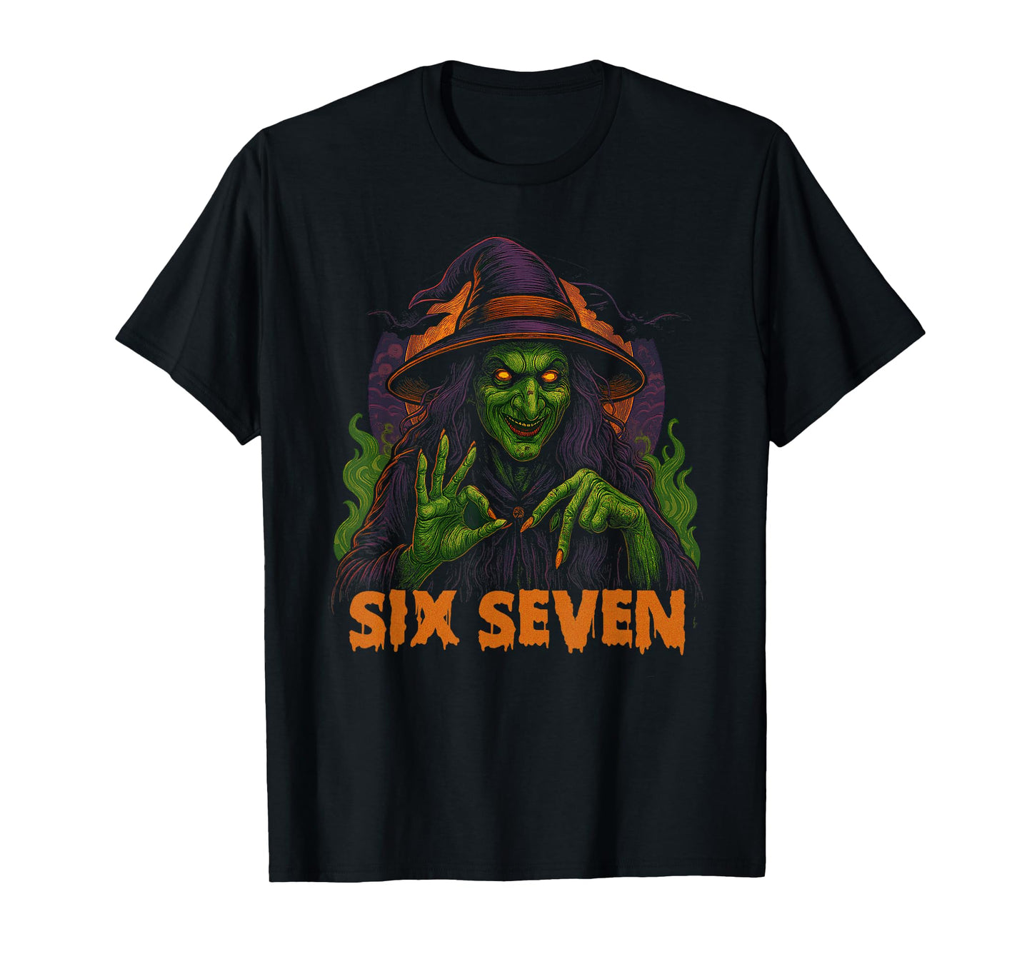 Six Seven 67 Meme Halloween Witch 6 7 T-Shirt