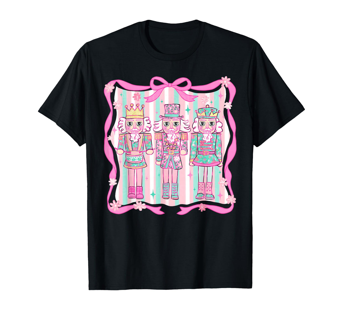 Nutcracker Coquette Pink Bow Xmas Holiday Merry Christmas T-Shirt