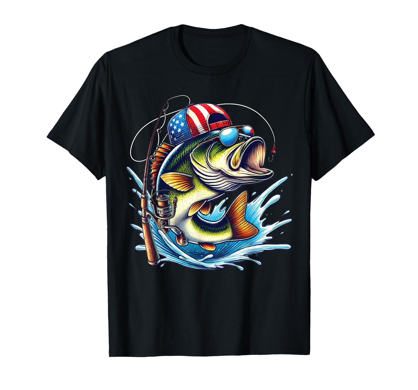 American Flag Fishing Lovers Fisherman Funny Fishing USA T-Shirt