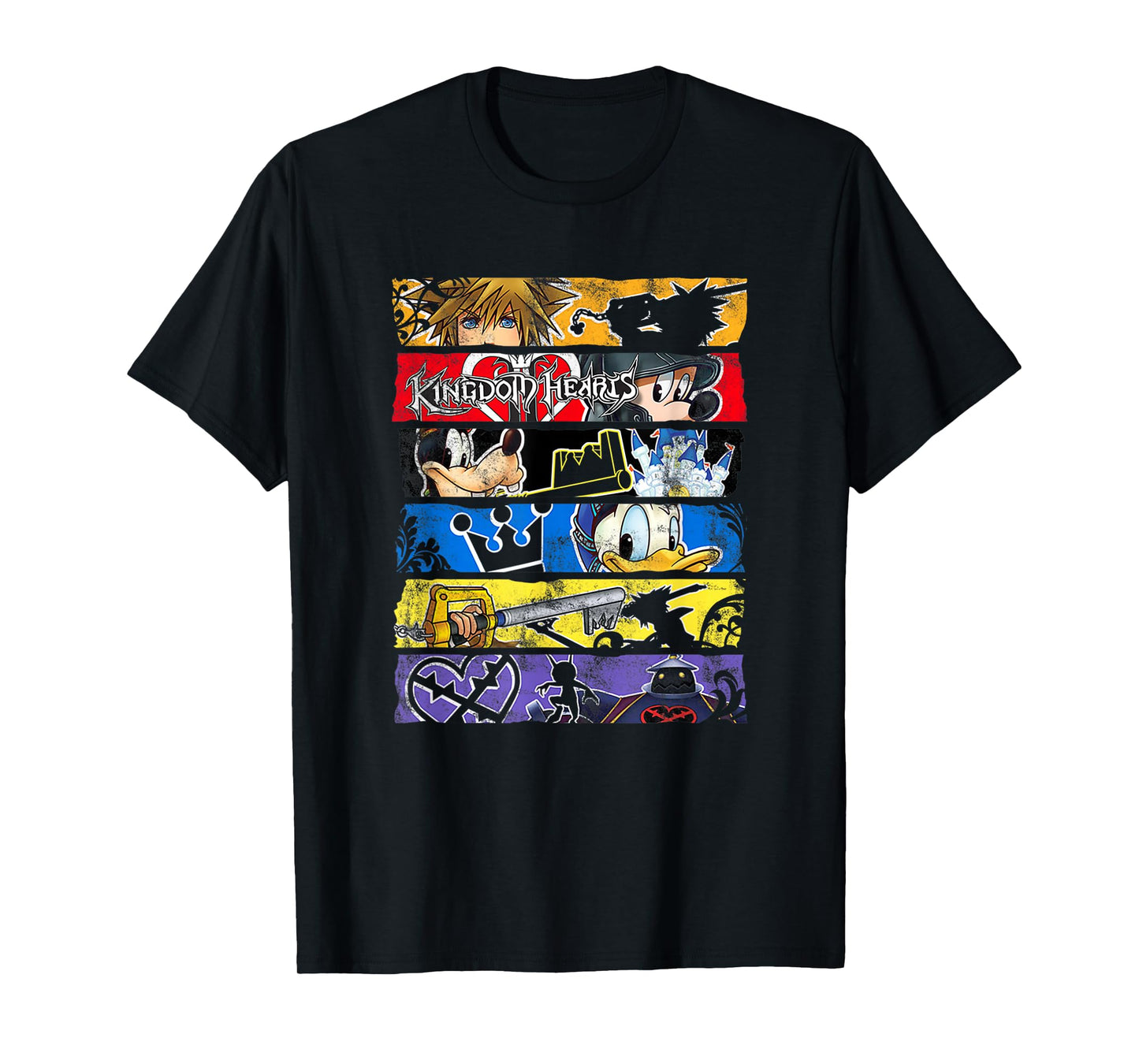 Disney Kingdom Hearts Epic Character Panels Distressed Logo T-Shirt
