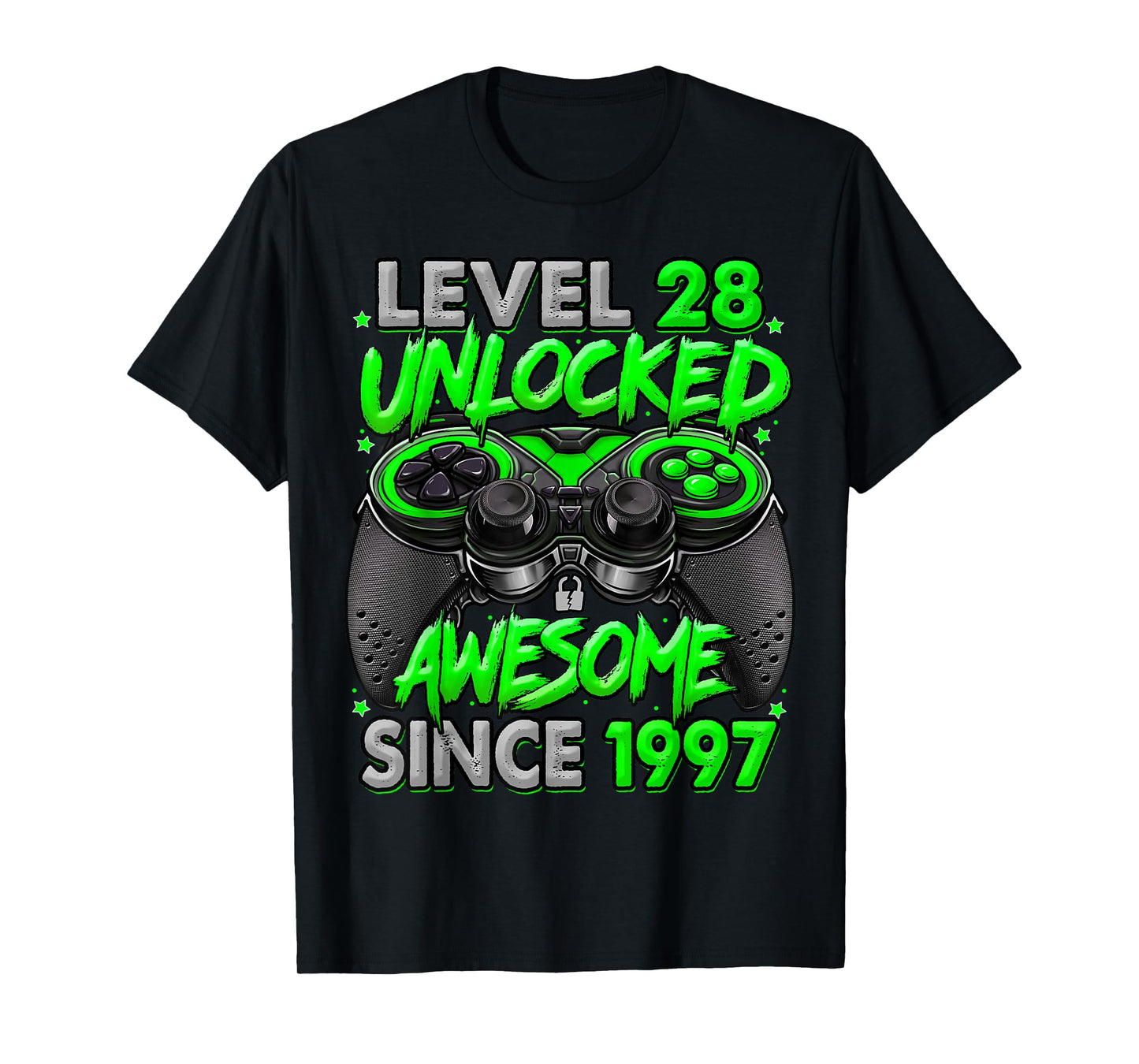 Level 28 Unlocked Awesome Since 1997 28th Birthday Gaming T-Shirt