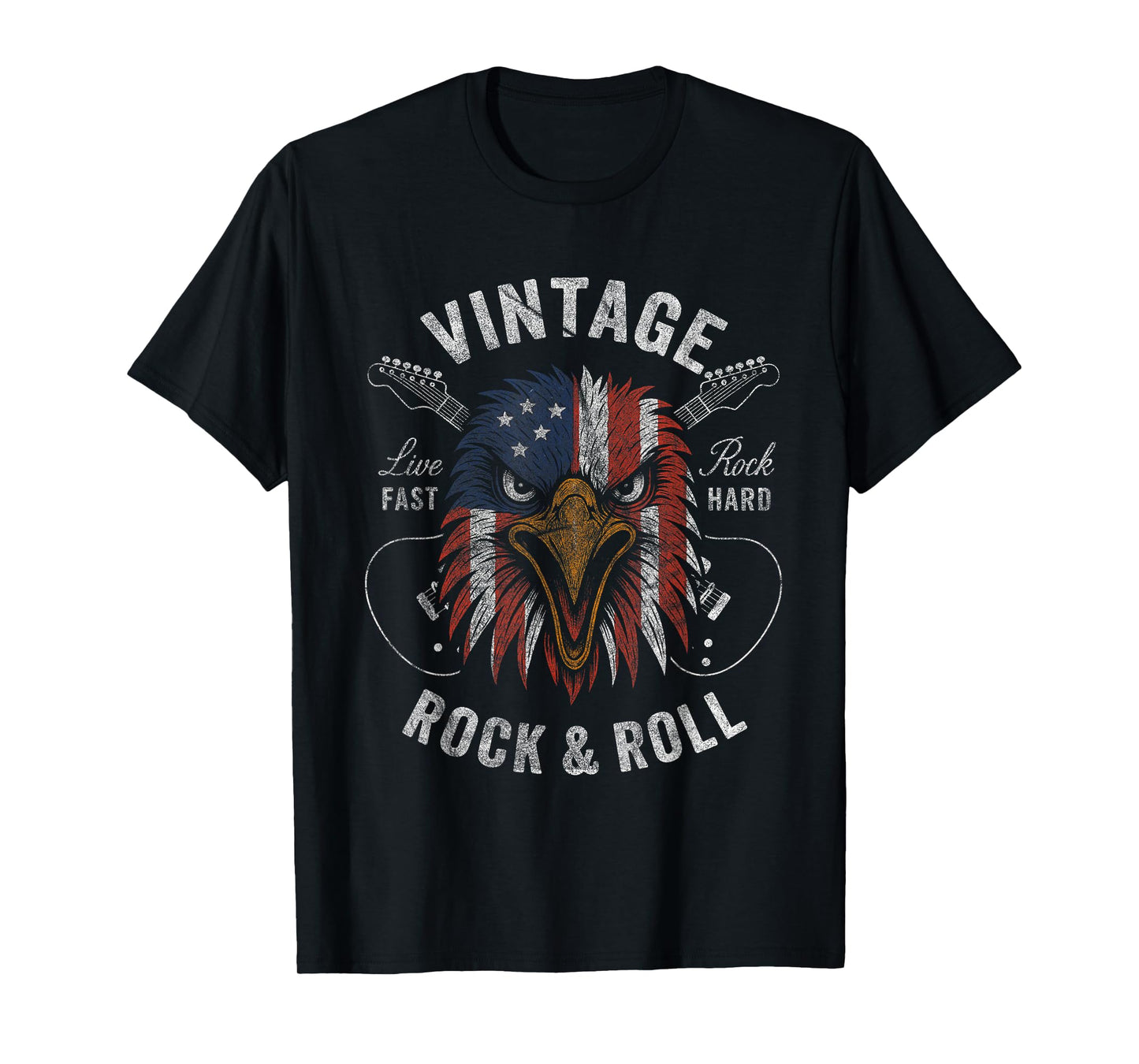 Vintage Patriotic Eagle Southern Rock Guitar Players T-Shirt
